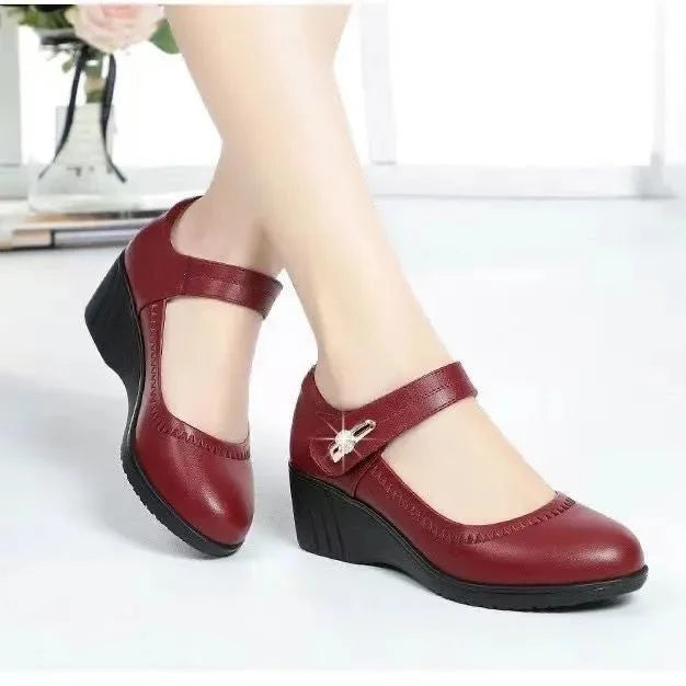 Women's Elegant Heeled Leather Orthopedic Mary Janes