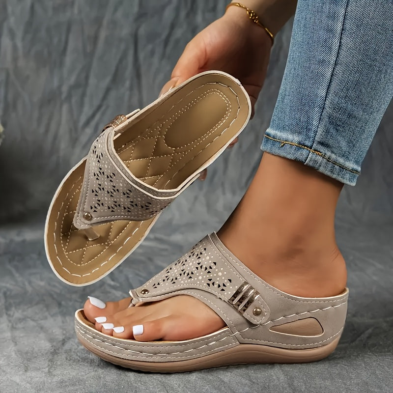 Women's Breathable Arch Support Platform Wedge Thongs