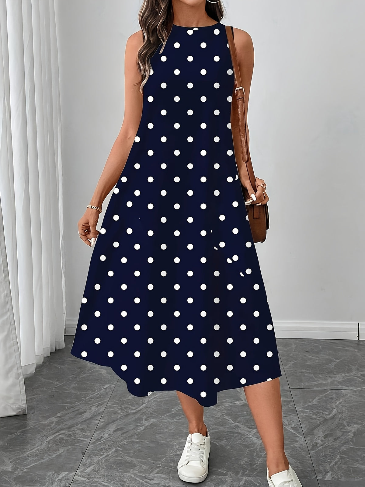Women's Casual Polka Dot Midi Dress