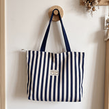 Isadora | Women's Striped Canvas Shoulder Tote Bag
