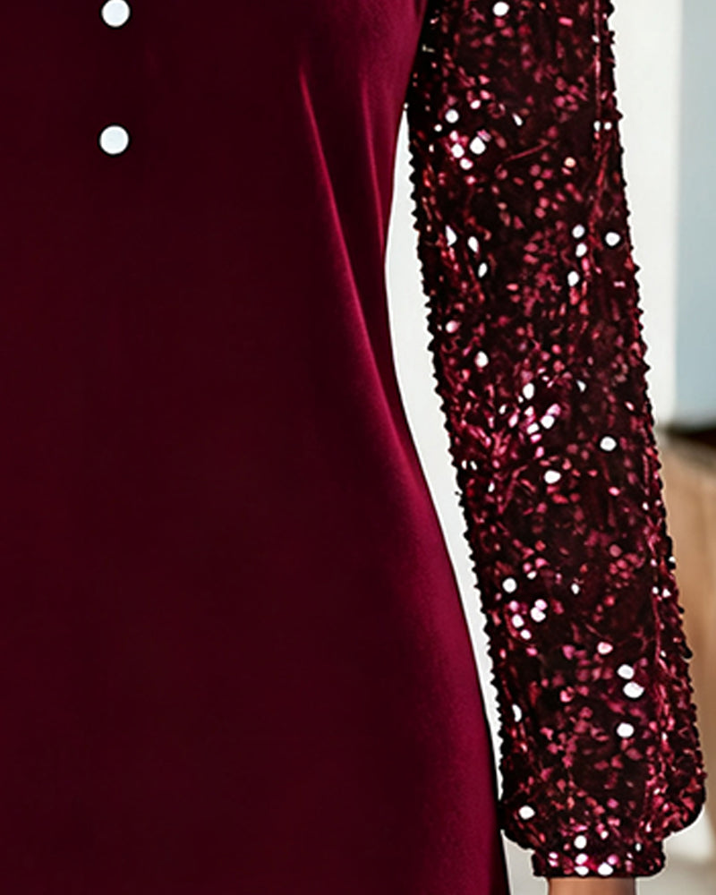 Women's Velvet Sequin Christmas Party Dress