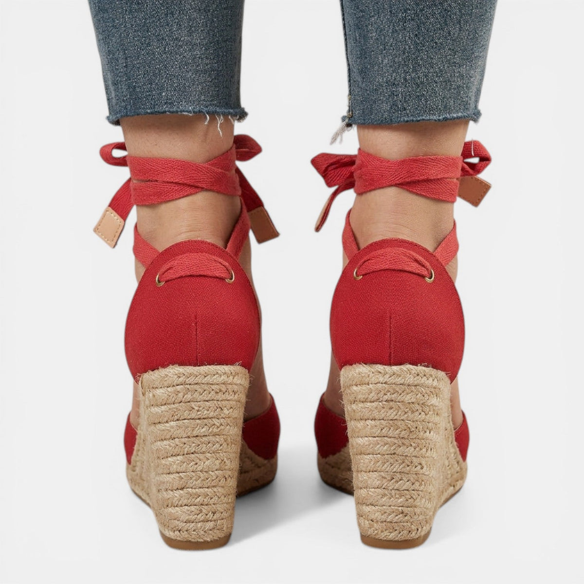 Strappy Closed Toe Ankle-Tie Wedge Heel Sandals