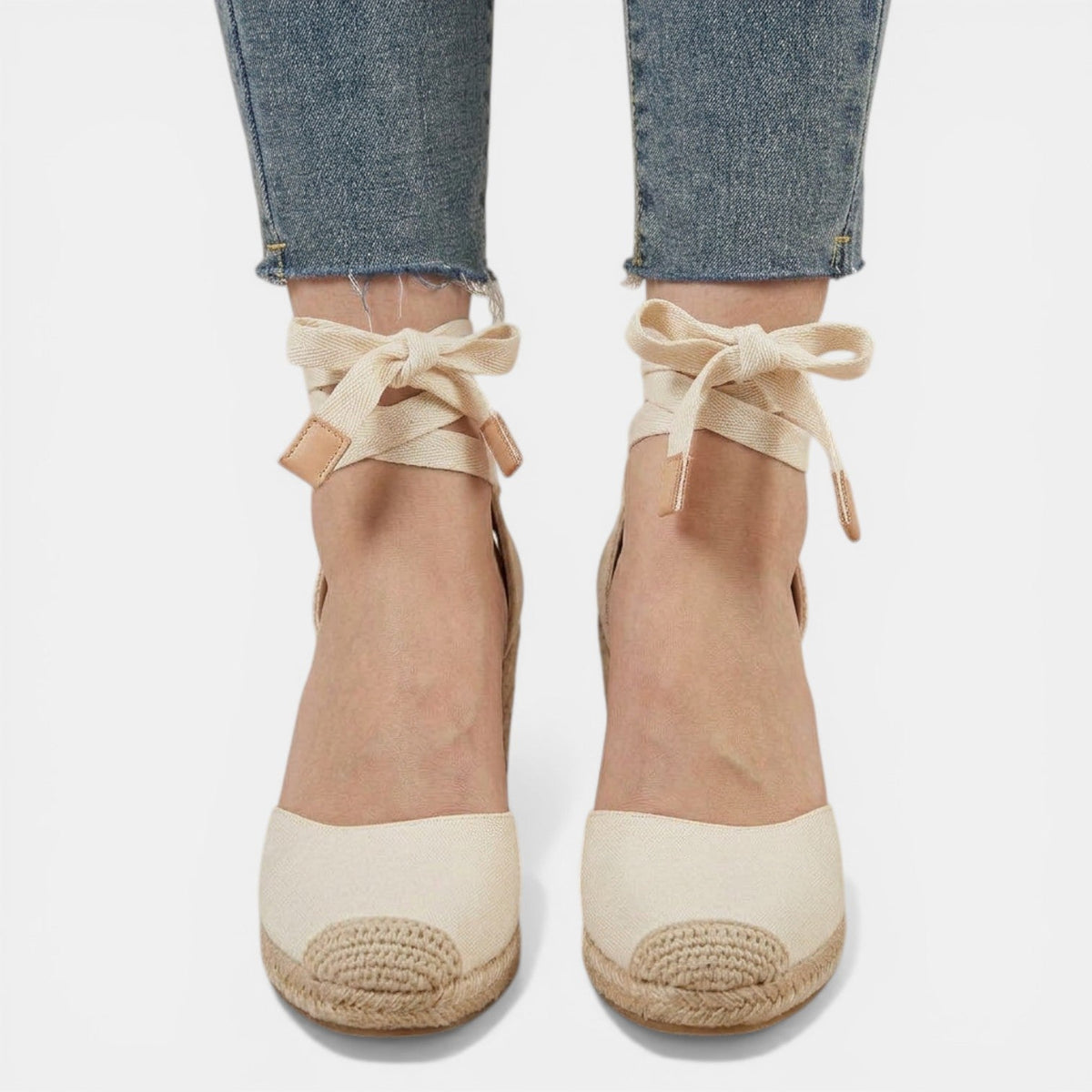 Strappy Closed Toe Ankle-Tie Wedge Heel Sandals