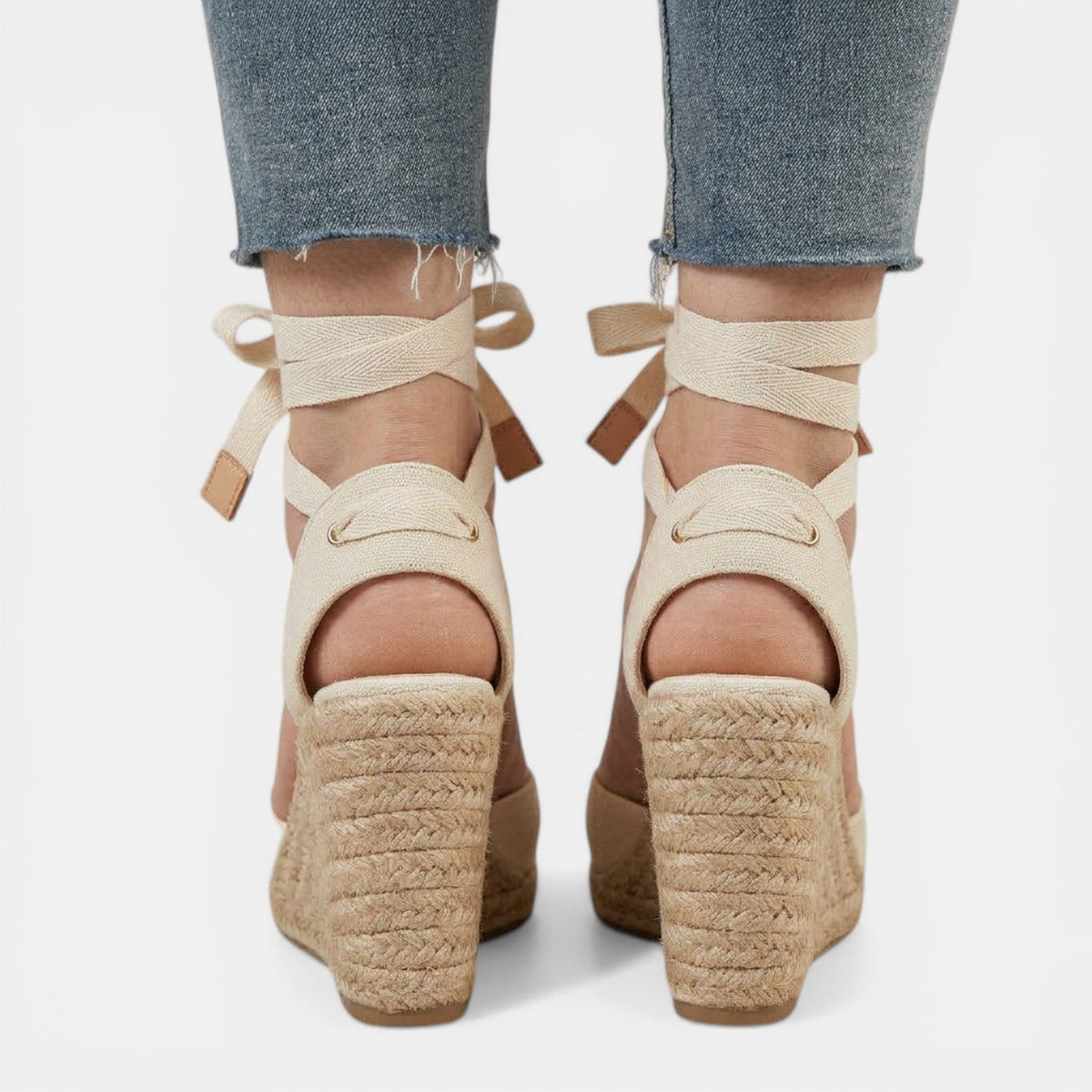 Strappy Closed Toe Ankle-Tie Wedge Heel Sandals