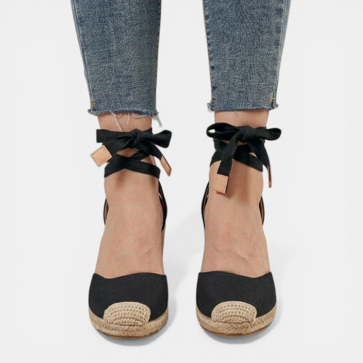 Strappy Closed Toe Ankle-Tie Wedge Heel Sandals