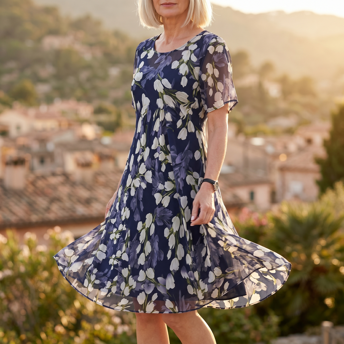 Women's Floral Bridal Guest Midi Dress
