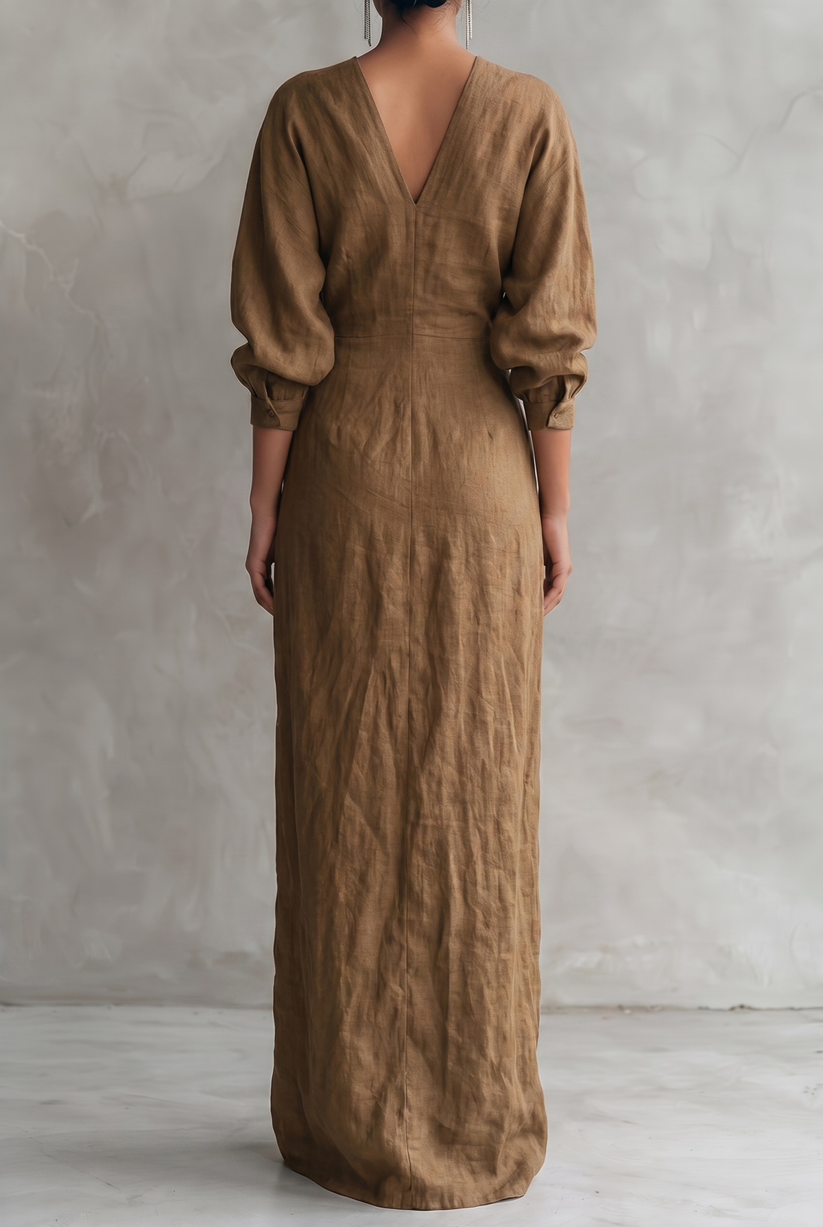 Women's Summer Wrap V-Neck Linen Maxi Dress