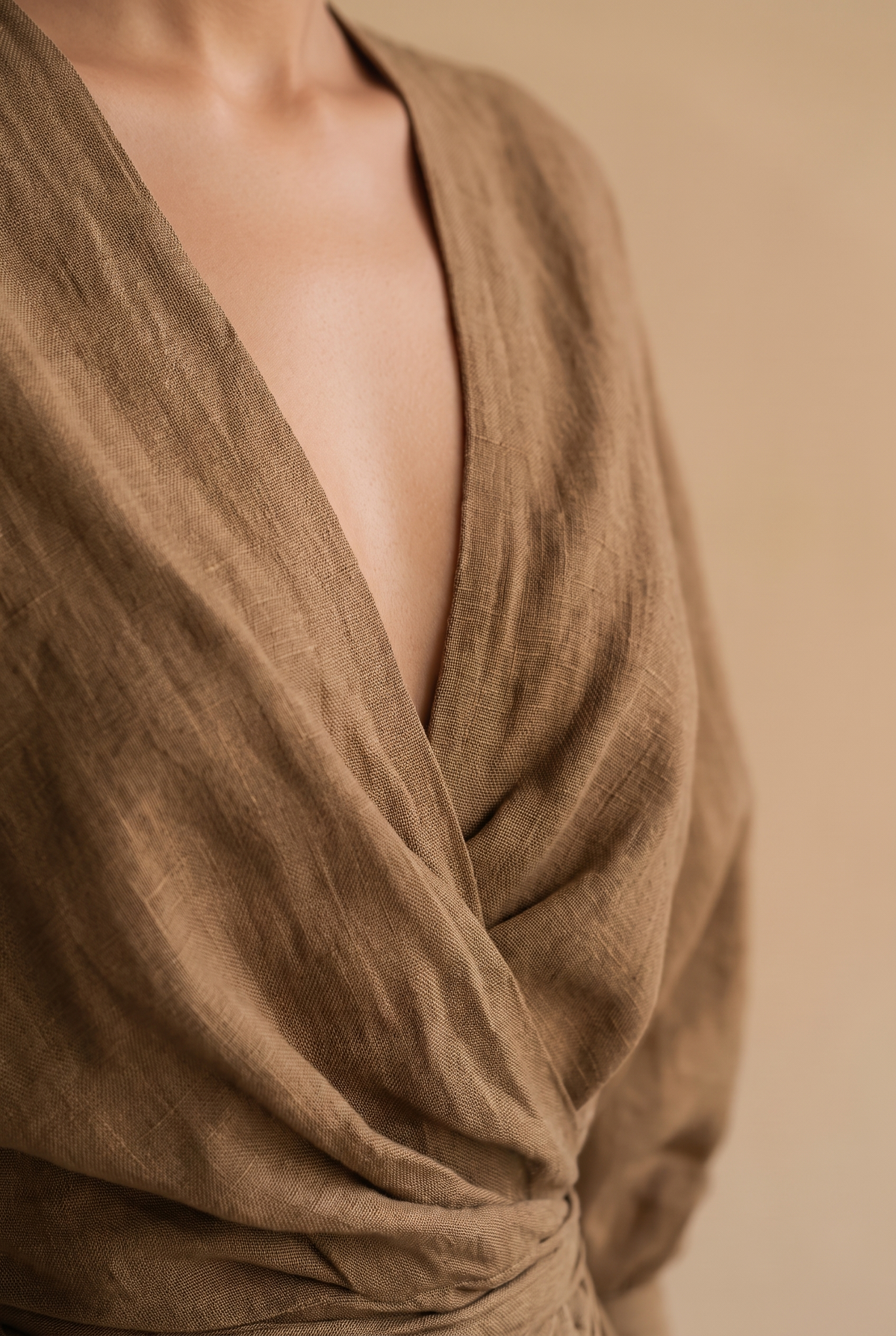 Women's Summer Wrap V-Neck Linen Maxi Dress