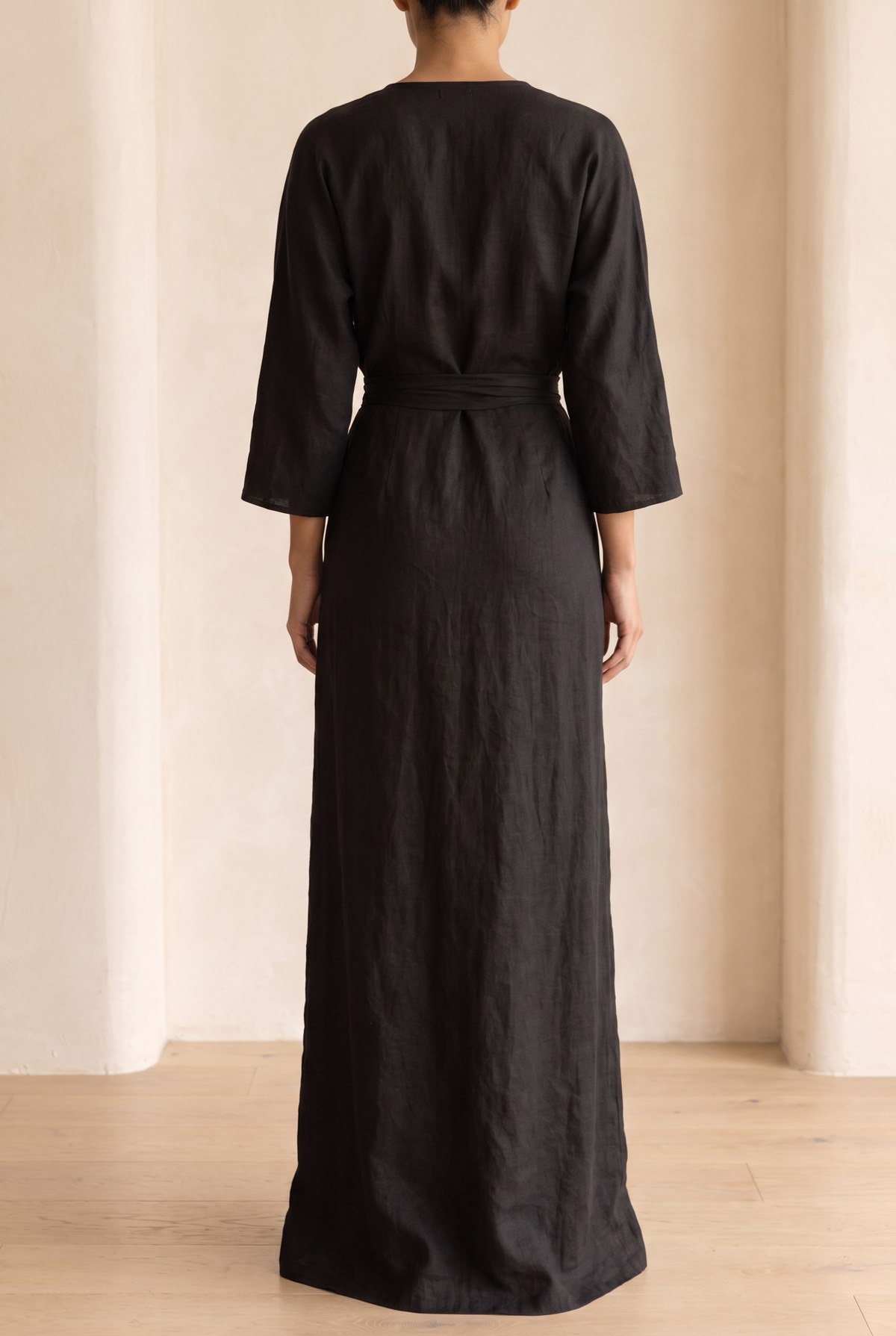Women's Summer Wrap V-Neck Linen Maxi Dress
