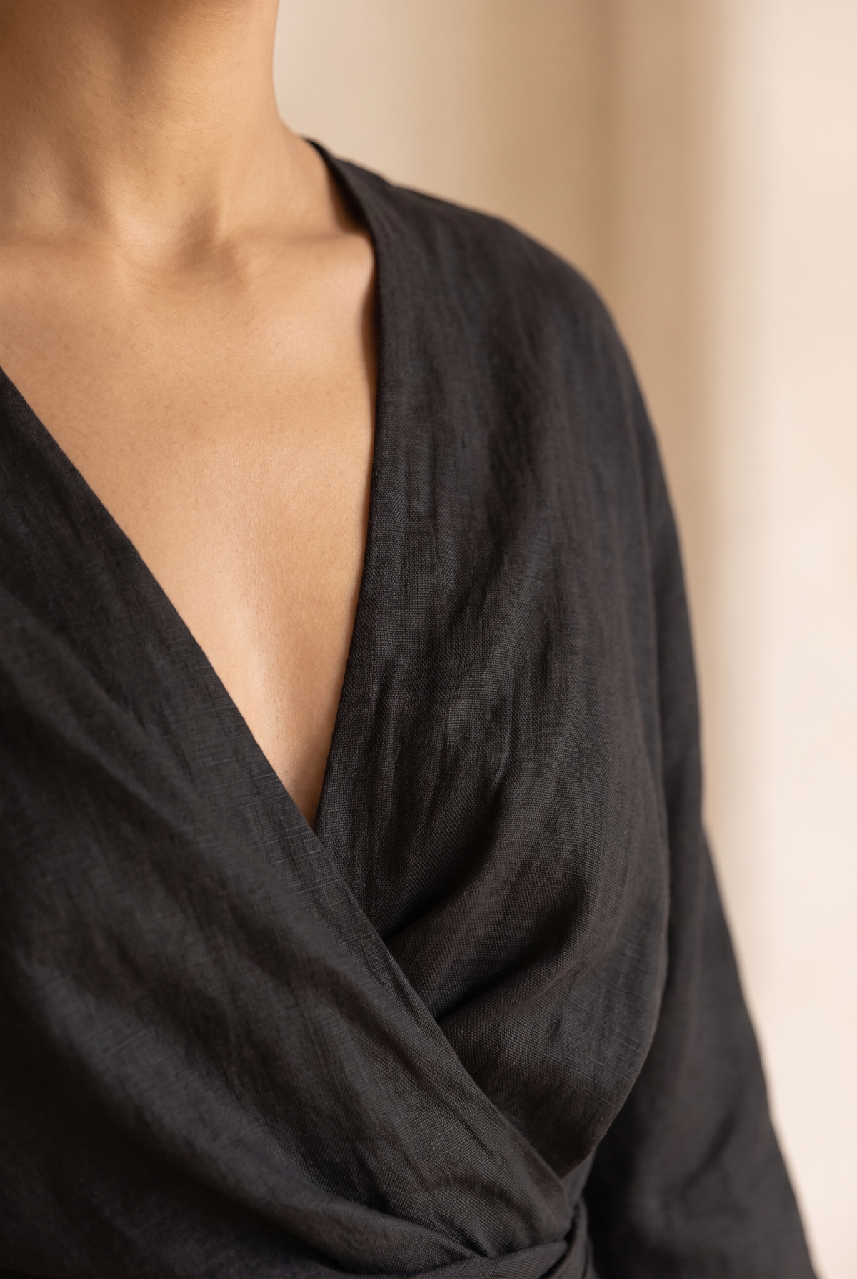Women's Summer Wrap V-Neck Linen Maxi Dress