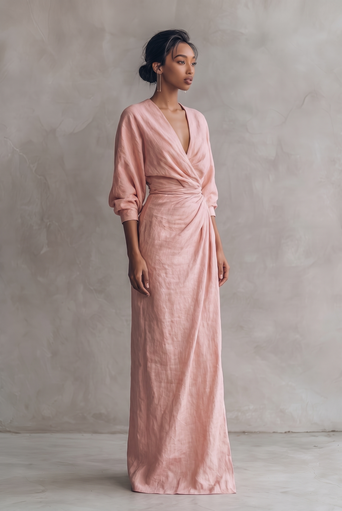 Women's Summer Wrap V-Neck Linen Maxi Dress
