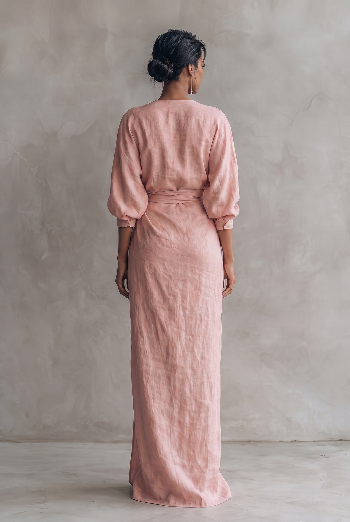 Women's Summer Wrap V-Neck Linen Maxi Dress
