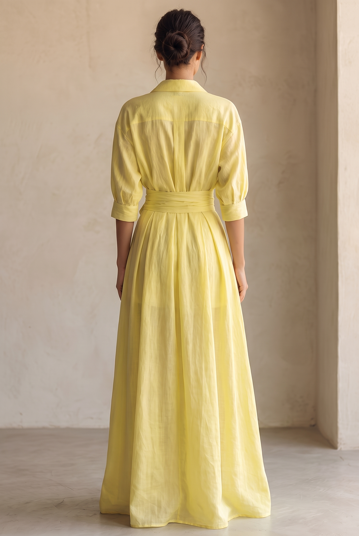 Women's Cotton Linen Maxi Shirt Dress