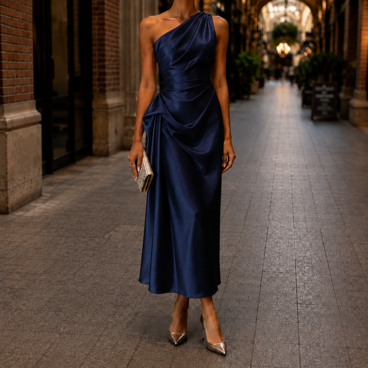 Women's Formal Party Cocktail Midi Dress - Midnight Navy