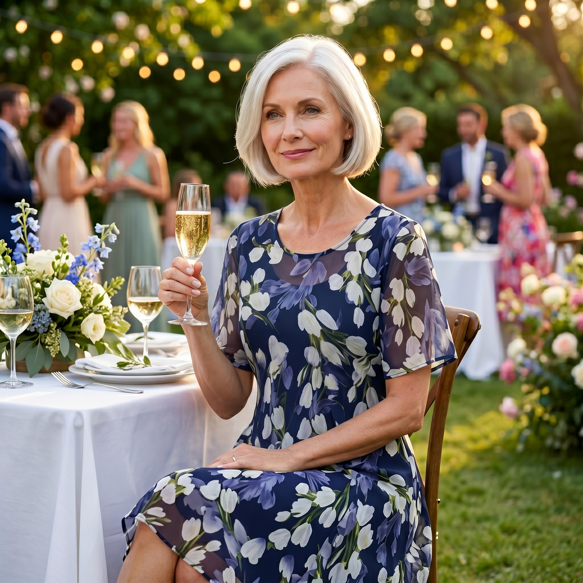 Women's Floral Bridal Guest Midi Dress