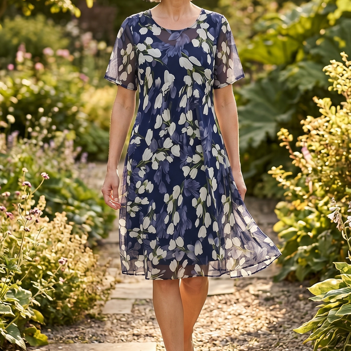 Women's Floral Bridal Guest Midi Dress