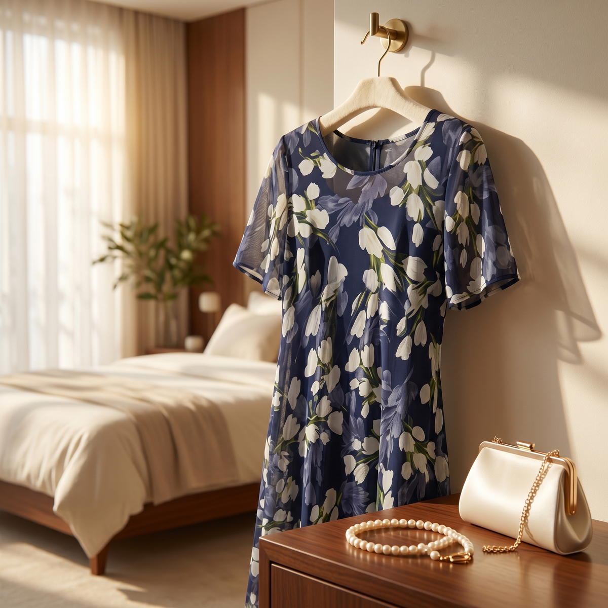 Women's Floral Bridal Guest Midi Dress
