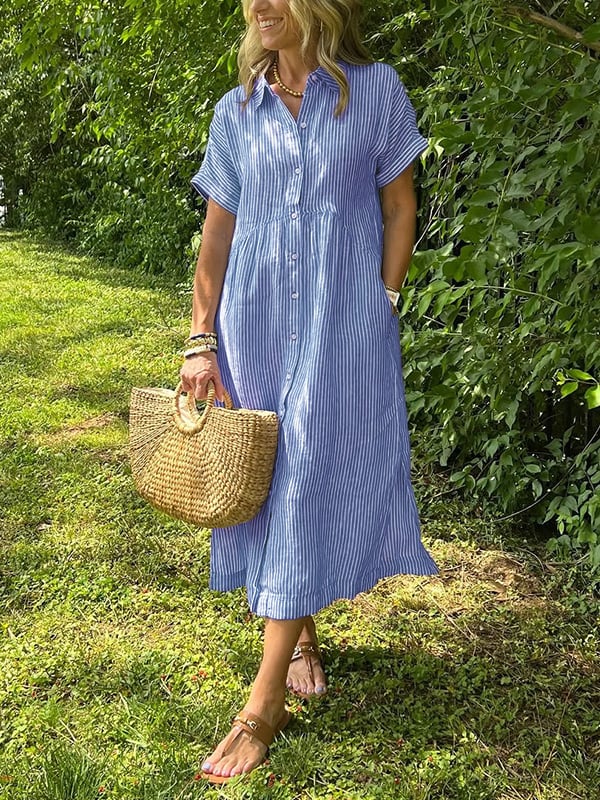 Damaris | Women's Striped Shirt Midi Dress