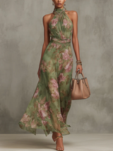 Hazel | Women's Formal Floral Halter Maxi Dress