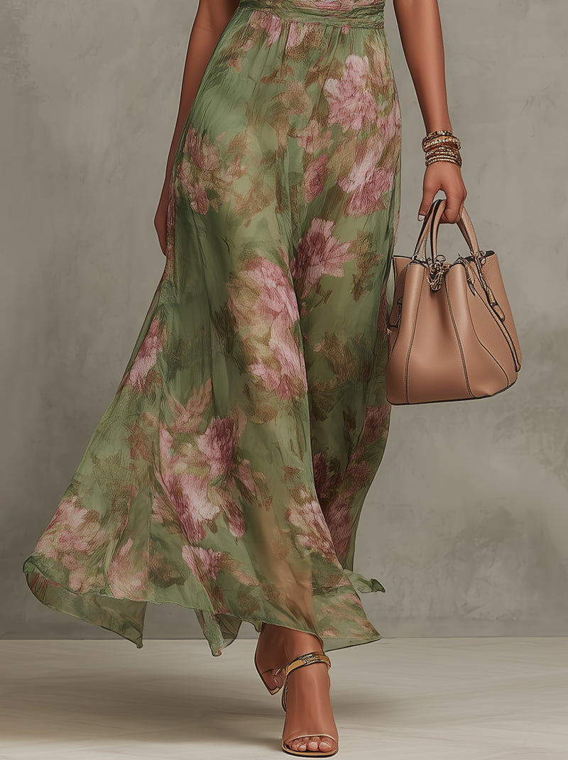Women's Formal Floral Halter Maxi Dress