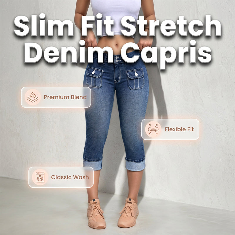 Women's Breathable Cotton Denim Capri Pants