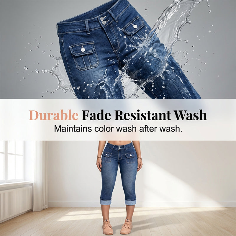 Women's Breathable Cotton Denim Capri Pants