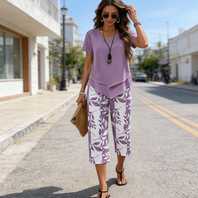 Women's Breathable Two Piece Capri Pants Set