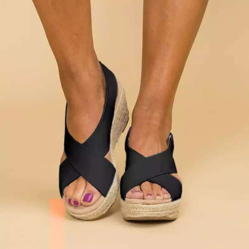 Women's Strappy Breathable Espadrille Wedge Heel Sandals