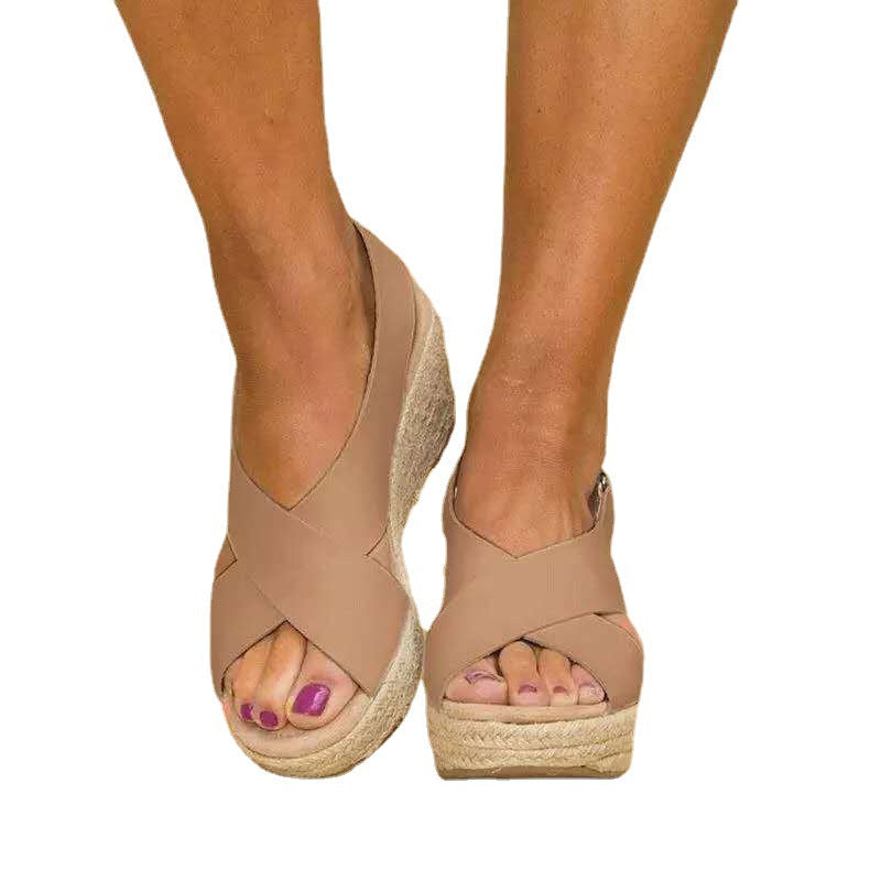 Women's Strappy Breathable Espadrille Wedge Heel Sandals