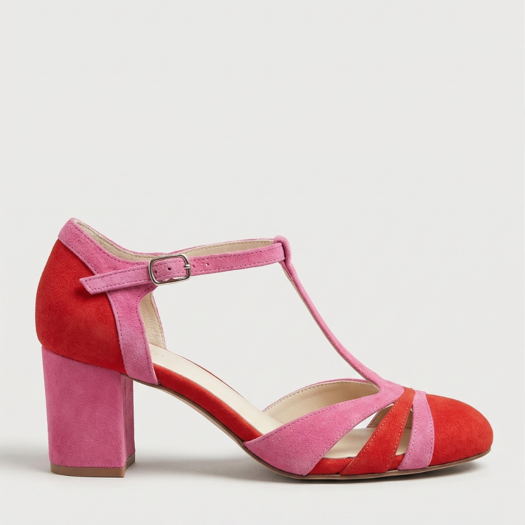 Women's Strappy Block Heel Sandals - Berry Red