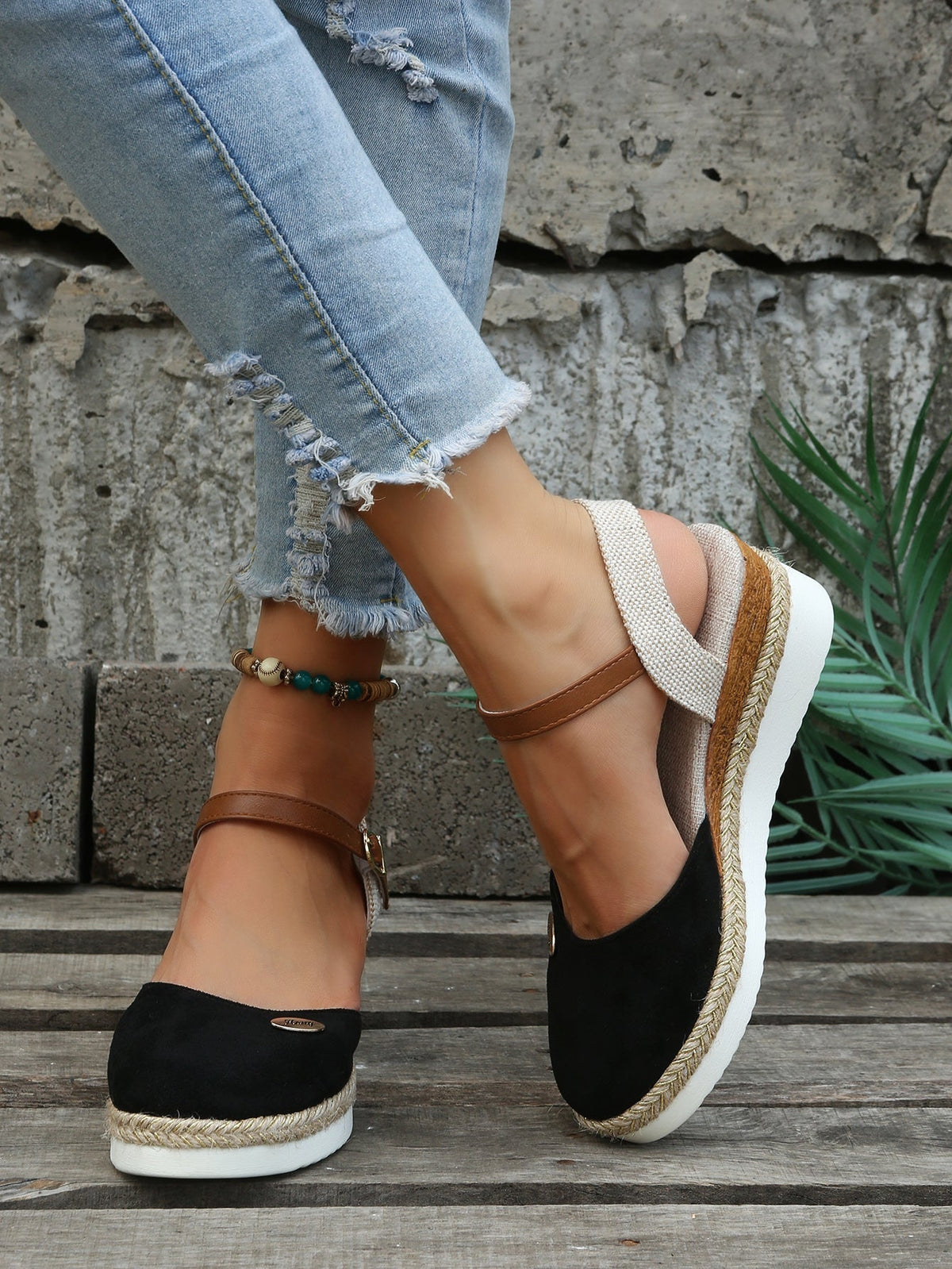 Women's Strappy Orthopedic Espadrille Wedge-Heel Sandals