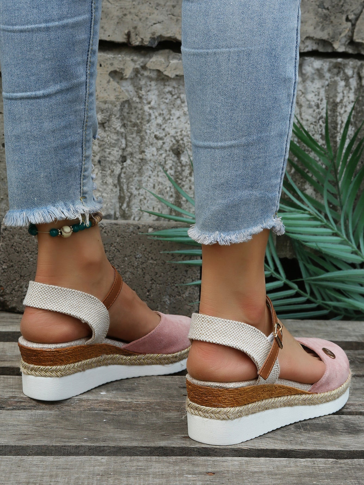 Women's Strappy Orthopedic Espadrille Wedge-Heel Sandals