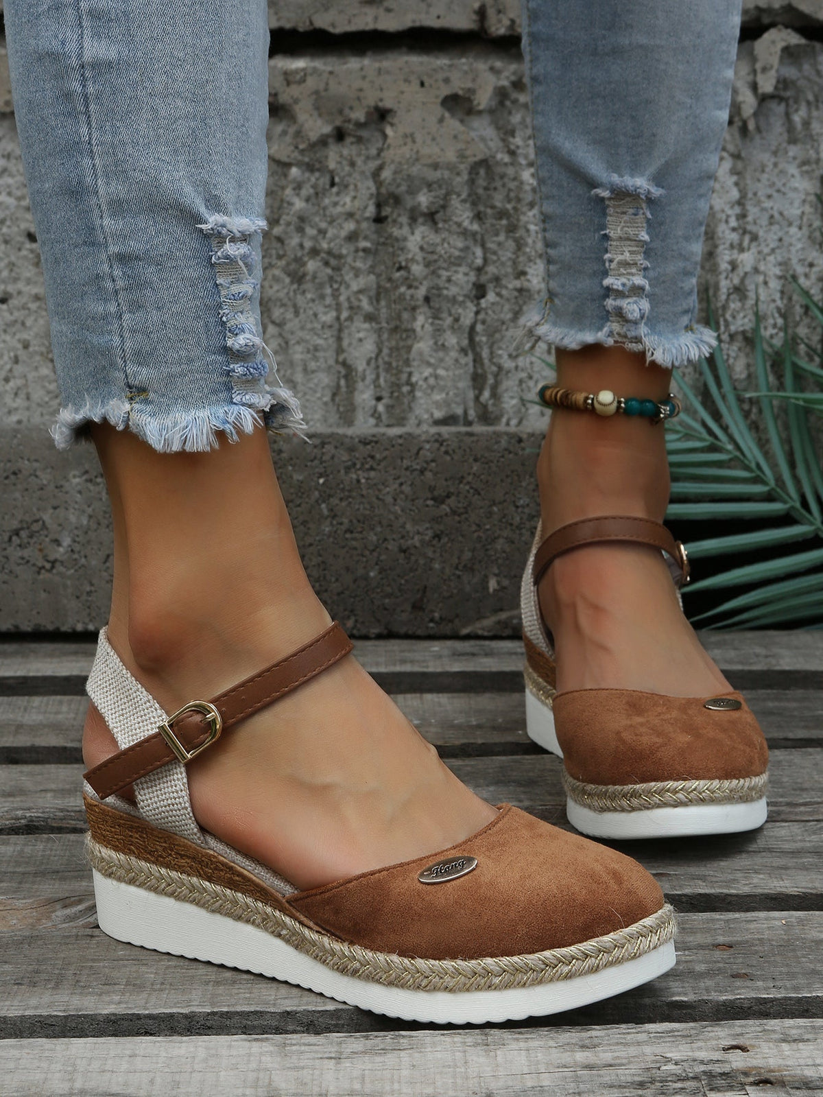 Women's Strappy Orthopedic Espadrille Wedge-Heel Sandals