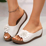 Genevieve | Women's Floral Platform Wedge Heel Sandals